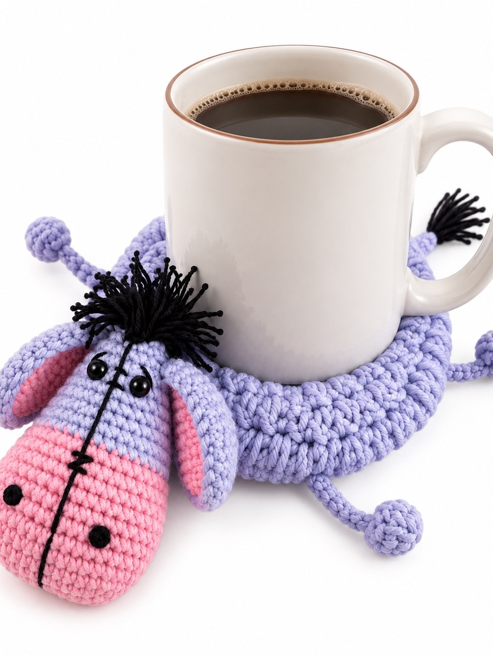 Crochet Donkey Mug Coaster Cute Funny Cup Holder Handmade